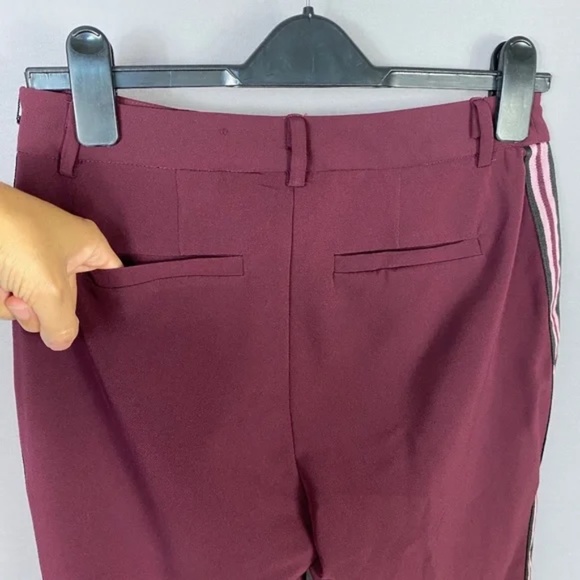 Laundry By Shelli Segal Womens Side Stripe Trousers in Wine Tasting Size 12 - Picture 9 of 13